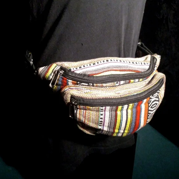New Nepal Adjustable Cotton Fanny Pack Waist Bag Unisex Travel - Picture 2 of 6